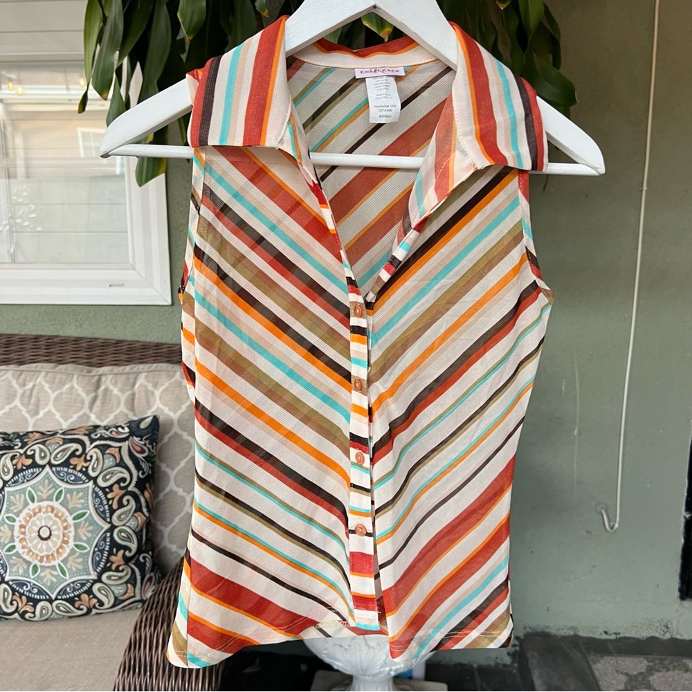 Vintage Striped Collared Button Down - image 1